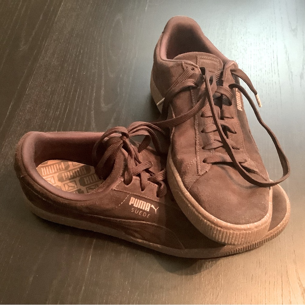 Mens Puma sneakers brown suede shoes